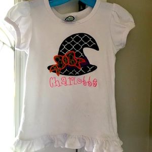 Monogrammed white ruffle toddler Halloween shirt